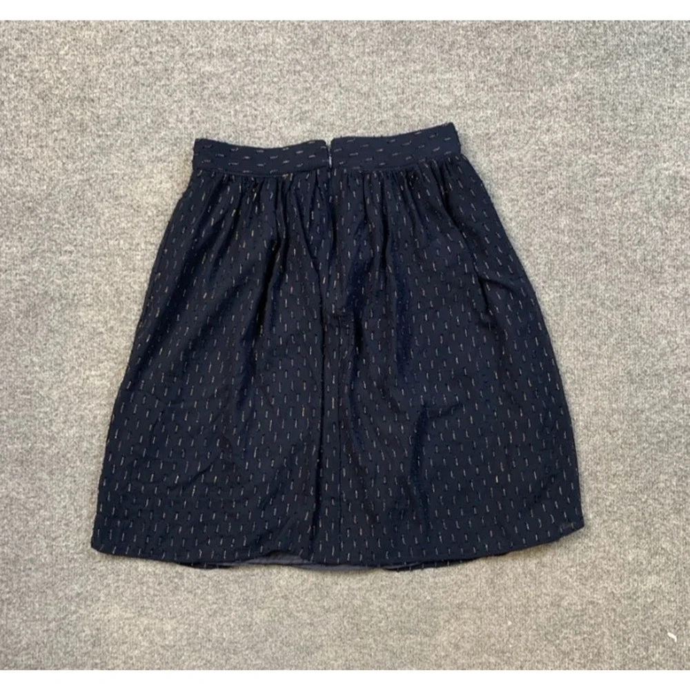 J Crew Skirt Womens 0 Blue Gold Thread Lined Zip Back Metallic Fibers Back Zip